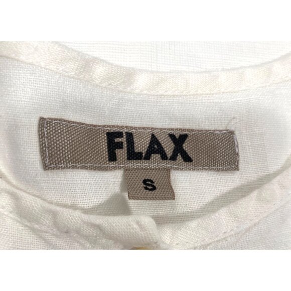 FLAX White Button-Down Long Sleeve linen Tunic Dress Pockets women’s S lagenlook - Picture 7 of 13